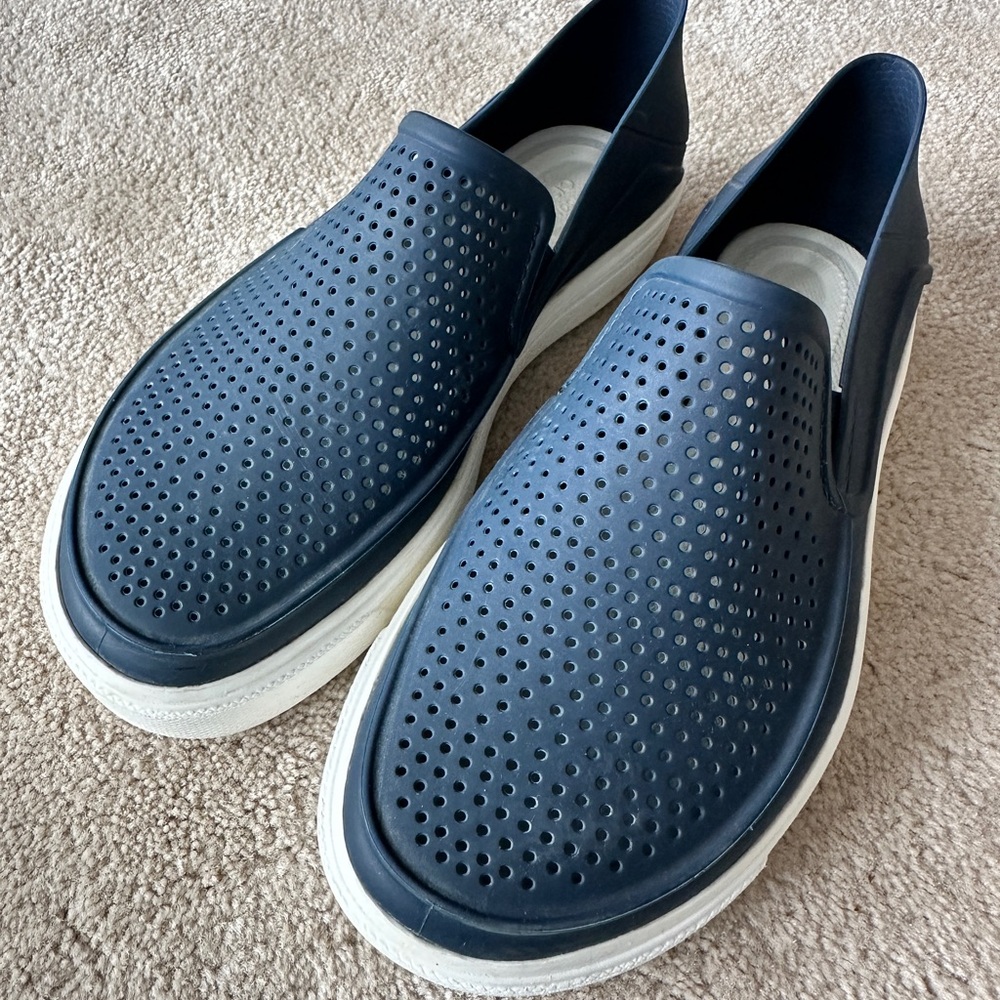 CROCS Navy Perforated Slip-Ons